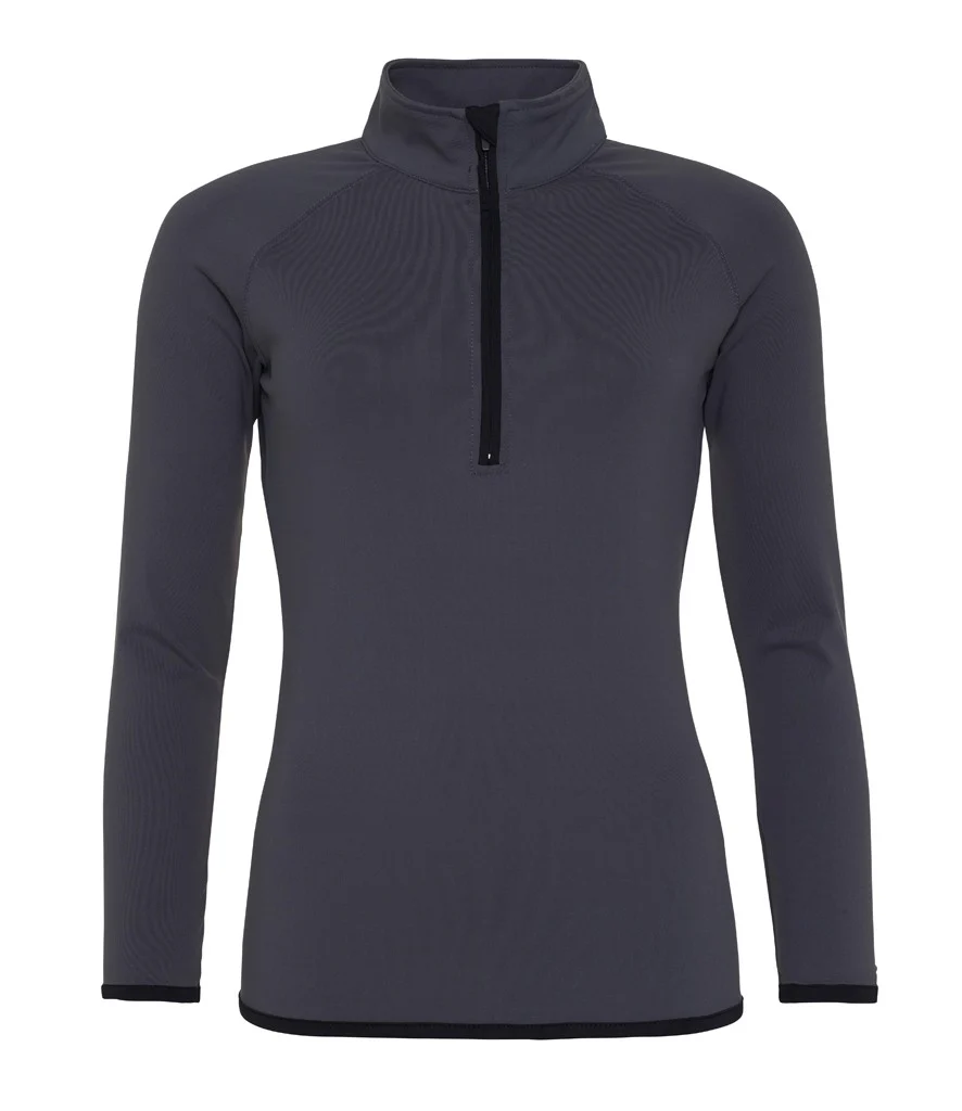 Long Sleeved Fitted 1/2 Zip Top (Grey/Black)